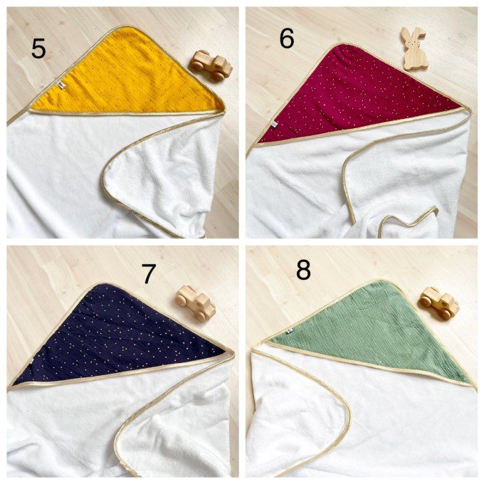 Cape de bain en double gaze de coton - 8 coloris disponibles