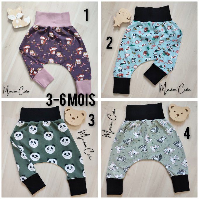 Pantalon sarouel - 4 modèles en 3-6 mois et 3 modèles en 6-9 mois disponibles