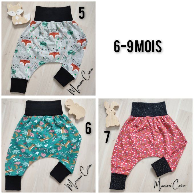 Pantalon sarouel - 4 modèles en 3-6 mois et 3 modèles en 6-9 mois disponibles