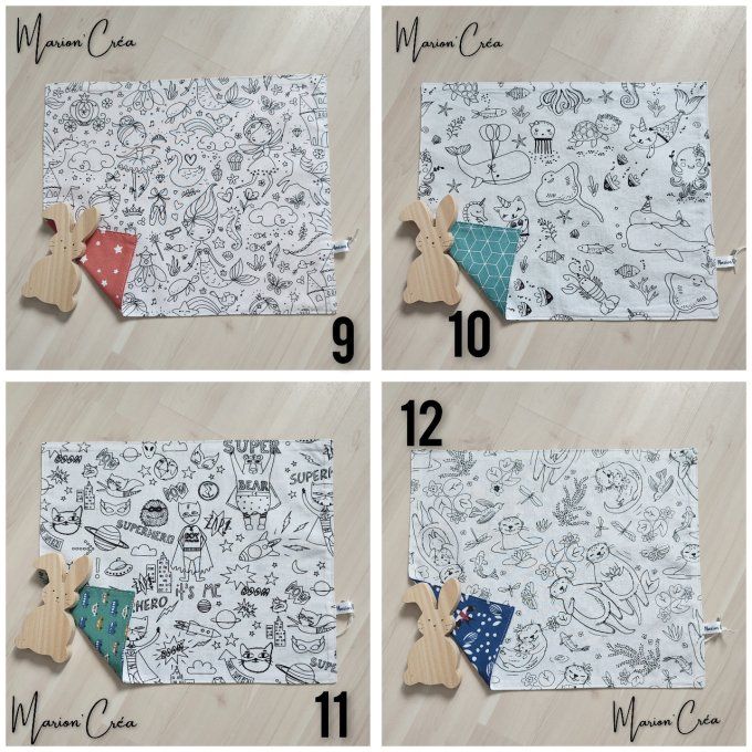 Feuille coloriage lavable - 12 modèles disponibles