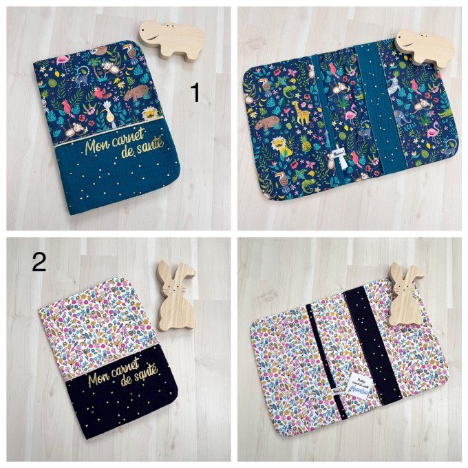 Protège carnet de santé avec inscription "Mon carnet de santé" - 10 modèles disponibles