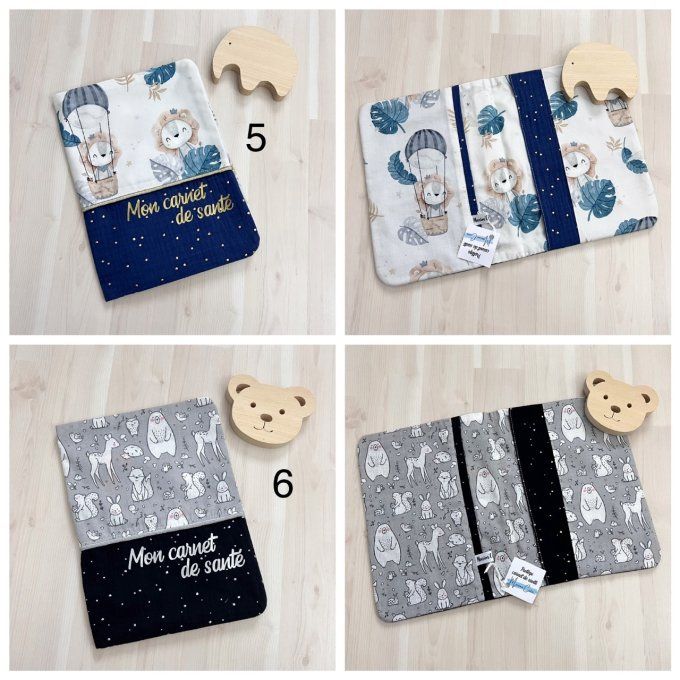 Protège carnet de santé avec inscription "Mon carnet de santé" - 10 modèles disponibles