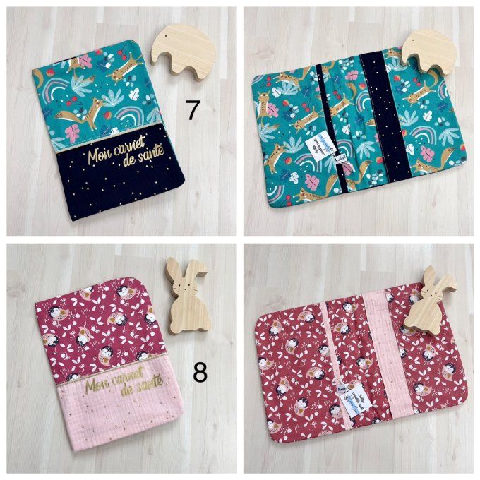 Protège carnet de santé avec inscription "Mon carnet de santé" - 10 modèles disponibles