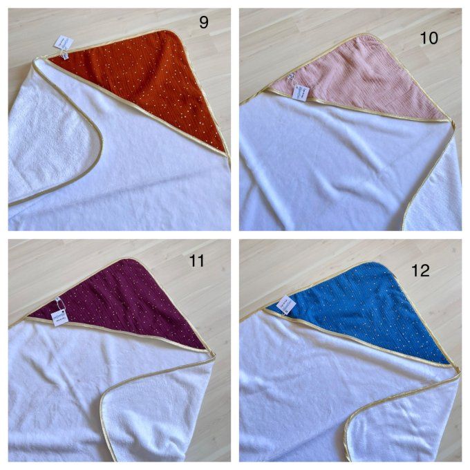 Cape de bain en double gaze de coton - 12 coloris disponibles