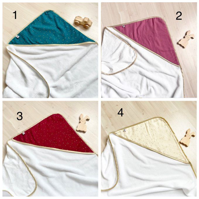 Cape de bain en double gaze de coton - 8 coloris disponibles